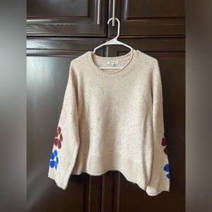 Madewell Sweater With Flower Sleeve Details